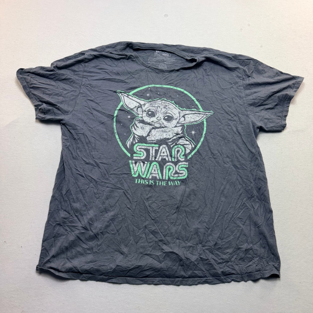 Star Wars Graphic Tee Mens Double Extra Large Gray Excellent Grogu Baby Yoda